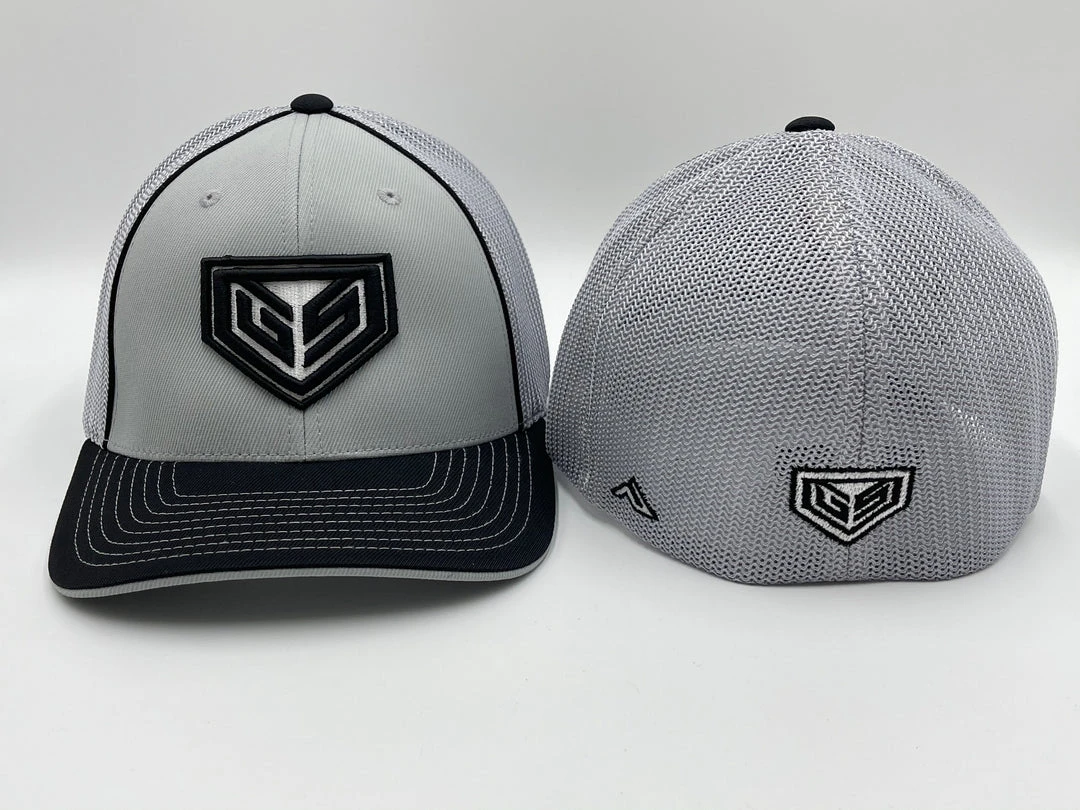 GS Sports HEADWEAR GS Crest 404M Hat - Silver / Black With Black Logo 1 GS Sports HEADWEAR GS Crest 404M Hat - Silver / Black With Black Logo