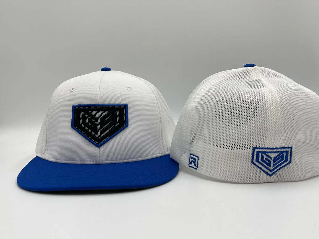 HEADWEAR GS Sports Carbon Crest PTS20M Hat - White/Royal 1 HEADWEAR GS Sports Carbon Crest PTS20M Hat - White/Royal
