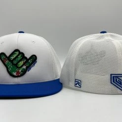 HEADWEAR GS Sports Floral Shaka PTS20M Hat - White / Royal With Black Outline