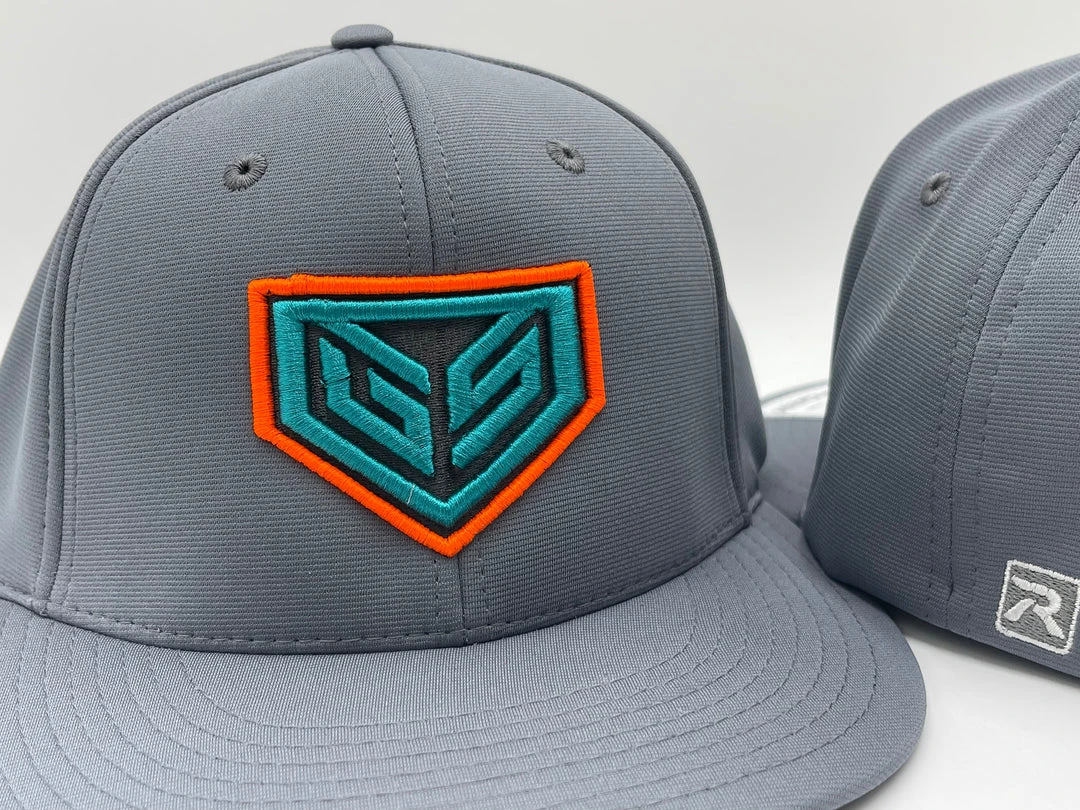 GS Sports Crest PTS20 Hat - Charcoal With Neon Orange Teal 2 GS Sports Crest PTS20 Hat - Charcoal With Neon Orange Teal