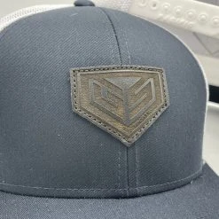 GS Sports Black Crest Leather Patch Snapback Hat - Navy / White