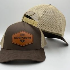 GS Sports Tan Leather Patch Snapback Hat - Brown / Tan