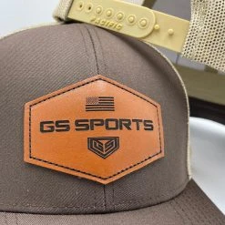 GS Sports Tan Leather Patch Snapback Hat - Brown / Tan