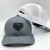 GS Sports Black Crest Leather Patch Snapback Hat - Charcoal / White