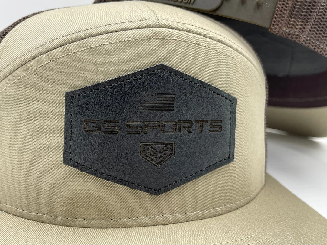 GS Sports Black Leather Patch 7 Panel Snapback Hat - Tan / Brown 2 GS Sports Black Leather Patch 7 Panel Snapback Hat - Tan / Brown