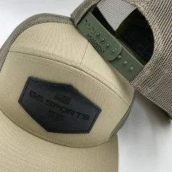 GS Sports Black Leather Patch 7 Panel Snapback Hat - Army Green 5 GS Sports Black Leather Patch 7 Panel Snapback Hat - Army Green