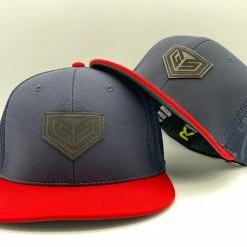 GS Sports Black Crest Leather Patch PTS20M Hat - Navy / Red HEADWEAR