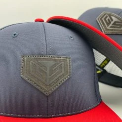 GS Sports Black Crest Leather Patch PTS20M Hat - Navy / Red HEADWEAR