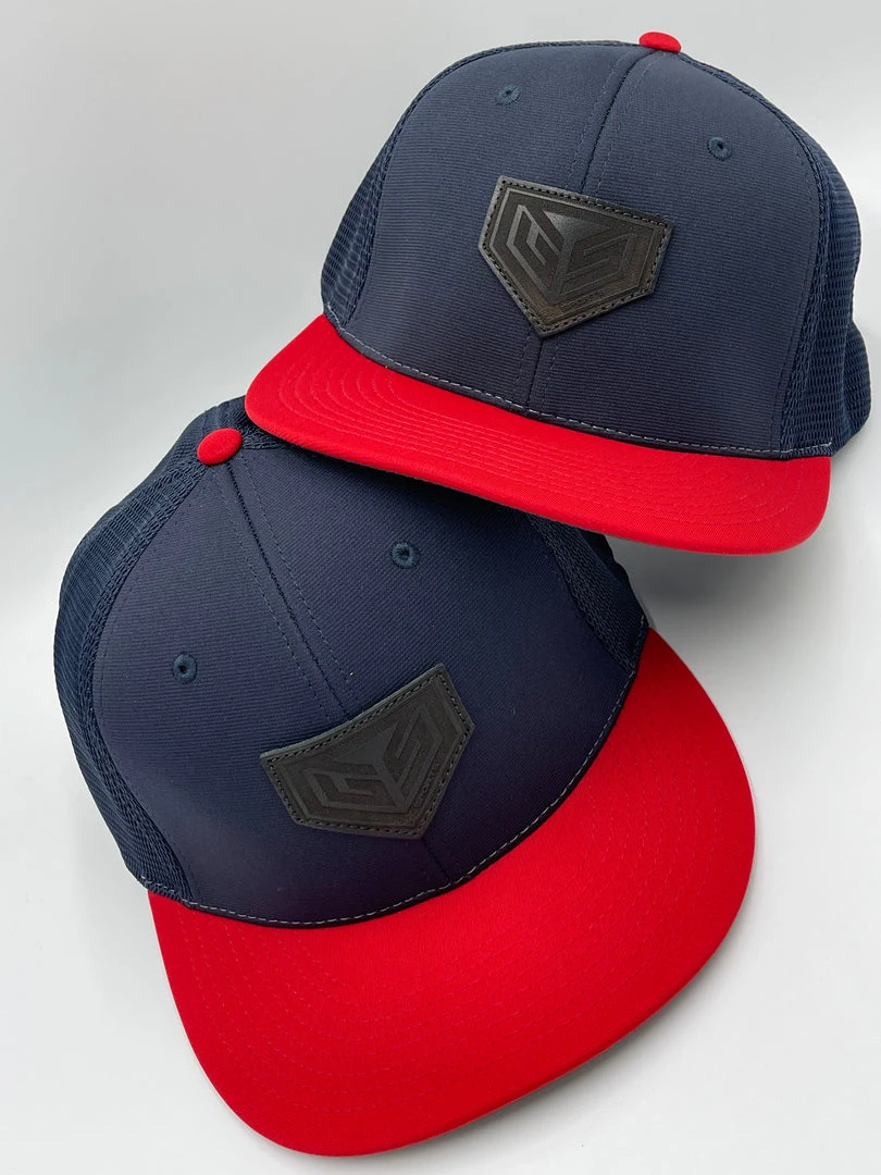 GS Sports Black Crest Leather Patch PTS20M Hat - Navy / Red HEADWEAR 3 GS Sports Black Crest Leather Patch PTS20M Hat - Navy / Red HEADWEAR
