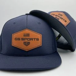GS Sports Tan Leather Patch PTS20M Hat - Navy HEADWEAR