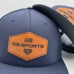 GS Sports Tan Leather Patch PTS20M Hat - Navy HEADWEAR