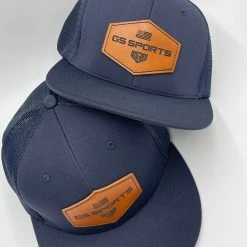 GS Sports Tan Leather Patch PTS20M Hat - Navy HEADWEAR