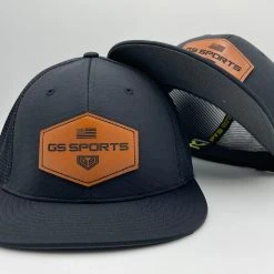 HEADWEAR GS Sports Tan Leather Patch PTS20M Hat - Black