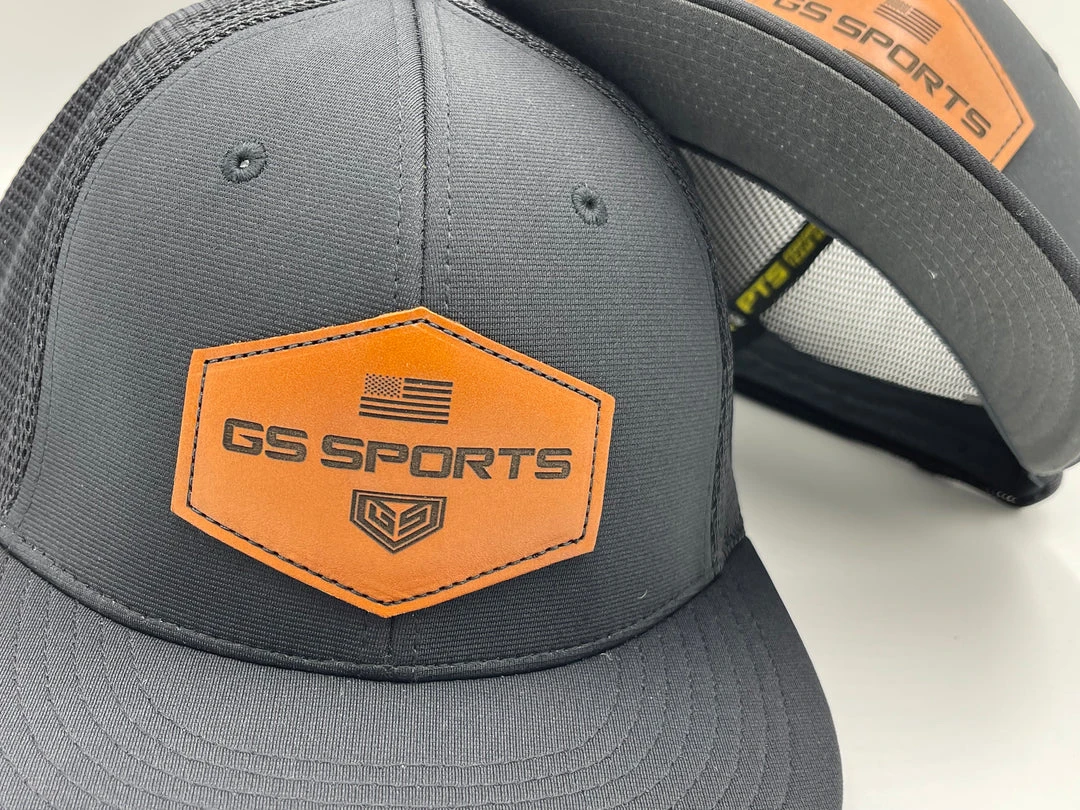 HEADWEAR GS Sports Tan Leather Patch PTS20M Hat - Black 2 HEADWEAR GS Sports Tan Leather Patch PTS20M Hat - Black