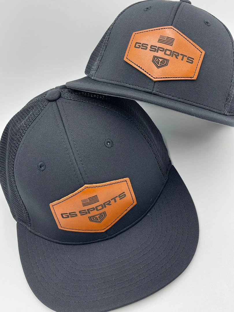 HEADWEAR GS Sports Tan Leather Patch PTS20M Hat - Black 3 HEADWEAR GS Sports Tan Leather Patch PTS20M Hat - Black