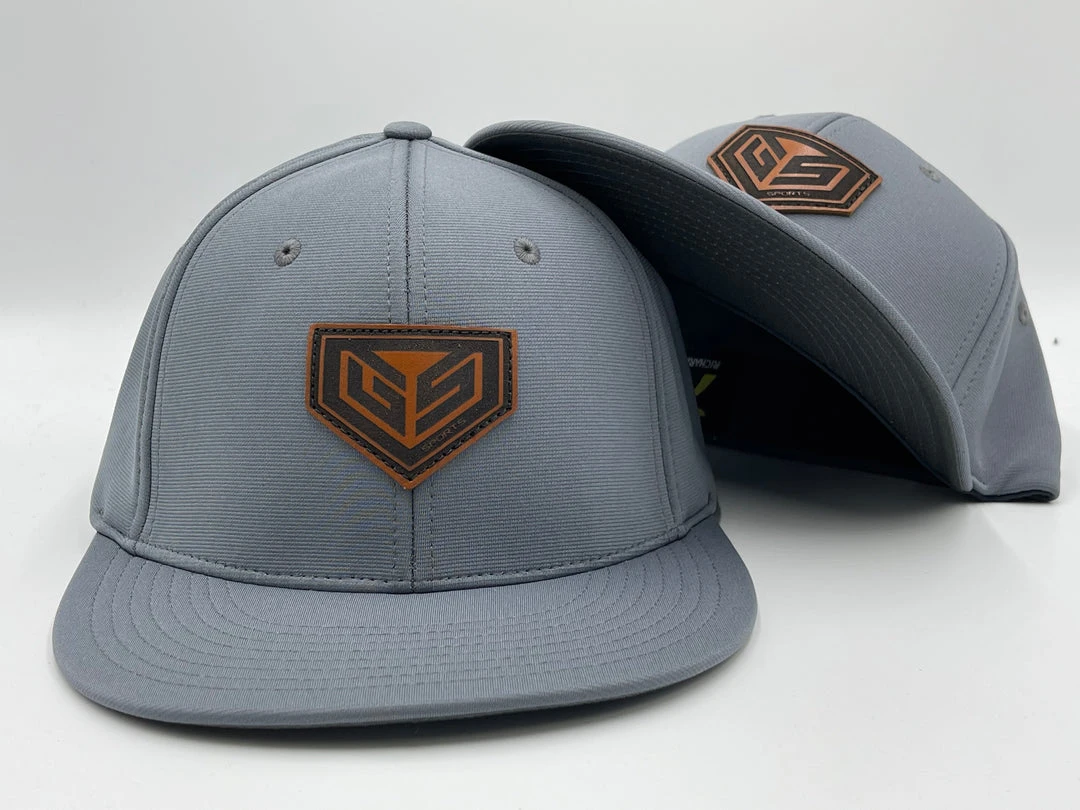 HEADWEAR GS Sports Tan Crest Leather Patch PTS20 Hat - Grey 1 HEADWEAR GS Sports Tan Crest Leather Patch PTS20 Hat - Grey