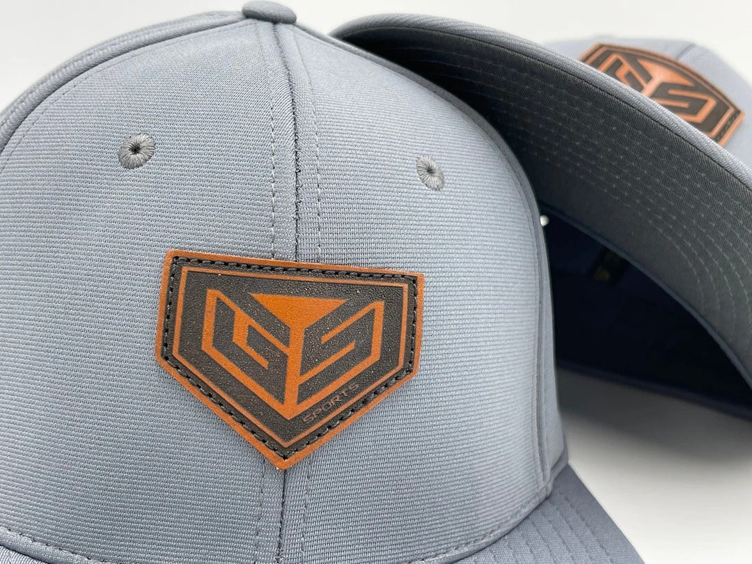 HEADWEAR GS Sports Tan Crest Leather Patch PTS20 Hat - Grey 2 HEADWEAR GS Sports Tan Crest Leather Patch PTS20 Hat - Grey