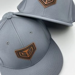 HEADWEAR GS Sports Tan Crest Leather Patch PTS20 Hat - Grey 5 HEADWEAR GS Sports Tan Crest Leather Patch PTS20 Hat - Grey