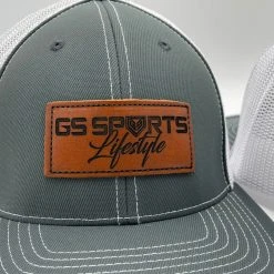HEADWEAR GS Sports Lifestyle Tan Leather Patch 404M Hat - Grey / White
