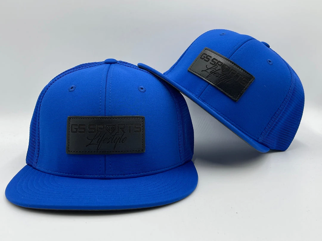 HEADWEAR GS Sports Lifestyle Black Leather Patch PTS20M Hat - Royal 1 HEADWEAR GS Sports Lifestyle Black Leather Patch PTS20M Hat - Royal