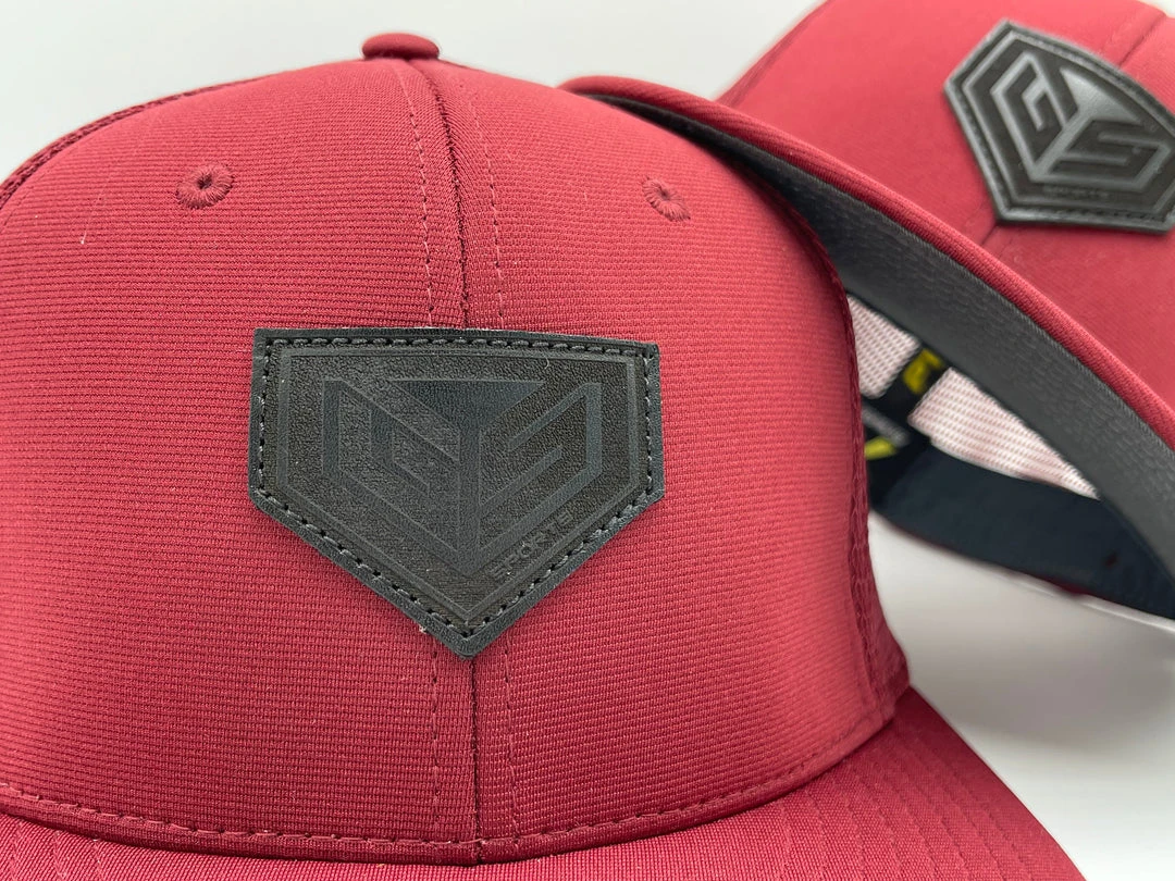 GS Sports Black Crest Leather Patch PTS20M Hat - Maroon 2 GS Sports Black Crest Leather Patch PTS20M Hat - Maroon