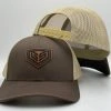 GS Sports Tan Crest Leather Patch Snapback Hat - Brown / Tan