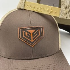 GS Sports Tan Crest Leather Patch Snapback Hat - Brown / Tan
