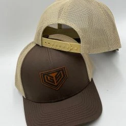 GS Sports Tan Crest Leather Patch Snapback Hat - Brown / Tan