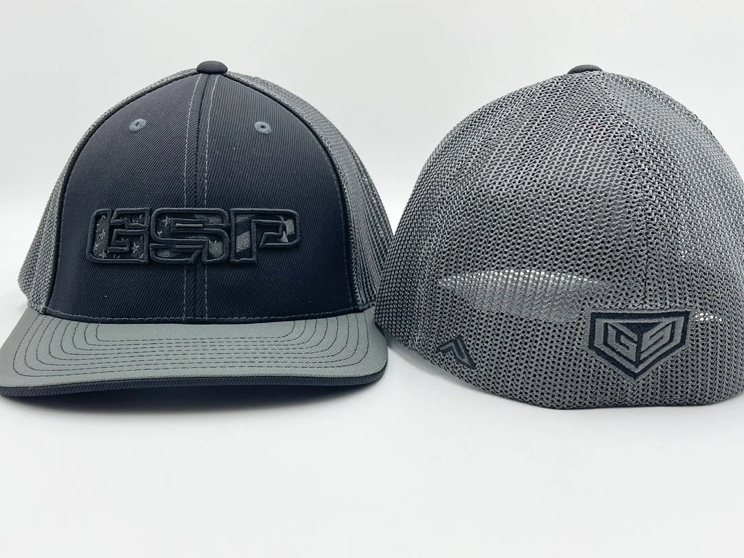 GS Sports GSP America 404M Flexfit Hat - Black / Charcoal Blackout HEADWEAR 1 GS Sports GSP America 404M Flexfit Hat - Black / Charcoal Blackout HEADWEAR