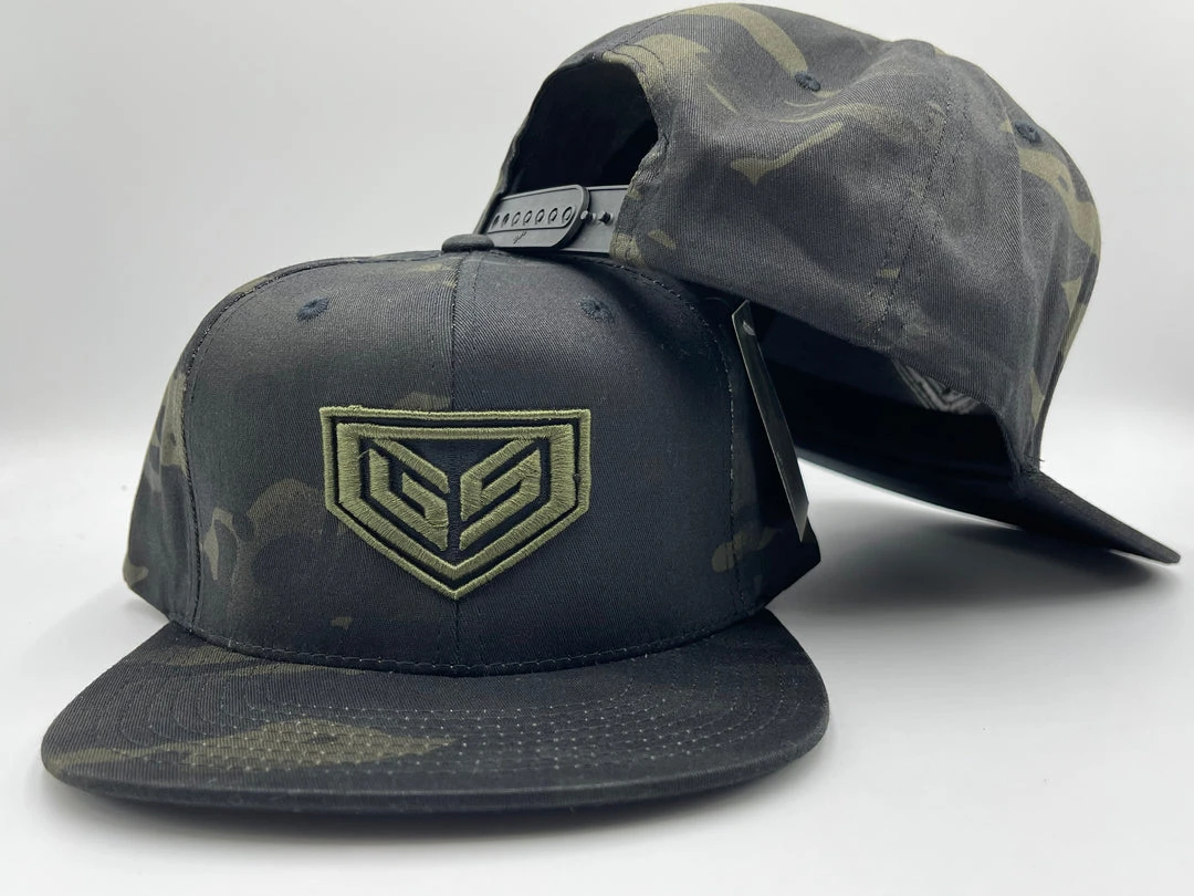 GS Sports Crest Flatbill Snapback - Black Camo With Army Green HEADWEAR 1 GS Sports Crest Flatbill Snapback - Black Camo With Army Green HEADWEAR