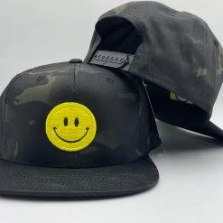 GS Sports Smiley Face Flatbill Snapback - Black Camo