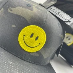 GS Sports Smiley Face Flatbill Snapback - Black Camo