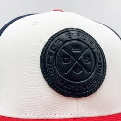 GS Sports United Performance Hat - White / Navy / Red With Black Leather Patch HEADWEAR