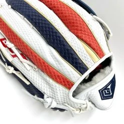 Ball Gloves GS Sports Pro Series 13.5" Dual Post Ball Glove 4th Of July Edition - White Red Navy Snakeskin / Blonde / Metallic Gold Welt