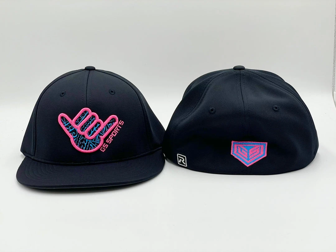 GS Sports Shaka Tribal PTS20 Hat - Black With Neon Pink / Neon Blue HEADWEAR 1 GS Sports Shaka Tribal PTS20 Hat - Black With Neon Pink / Neon Blue HEADWEAR