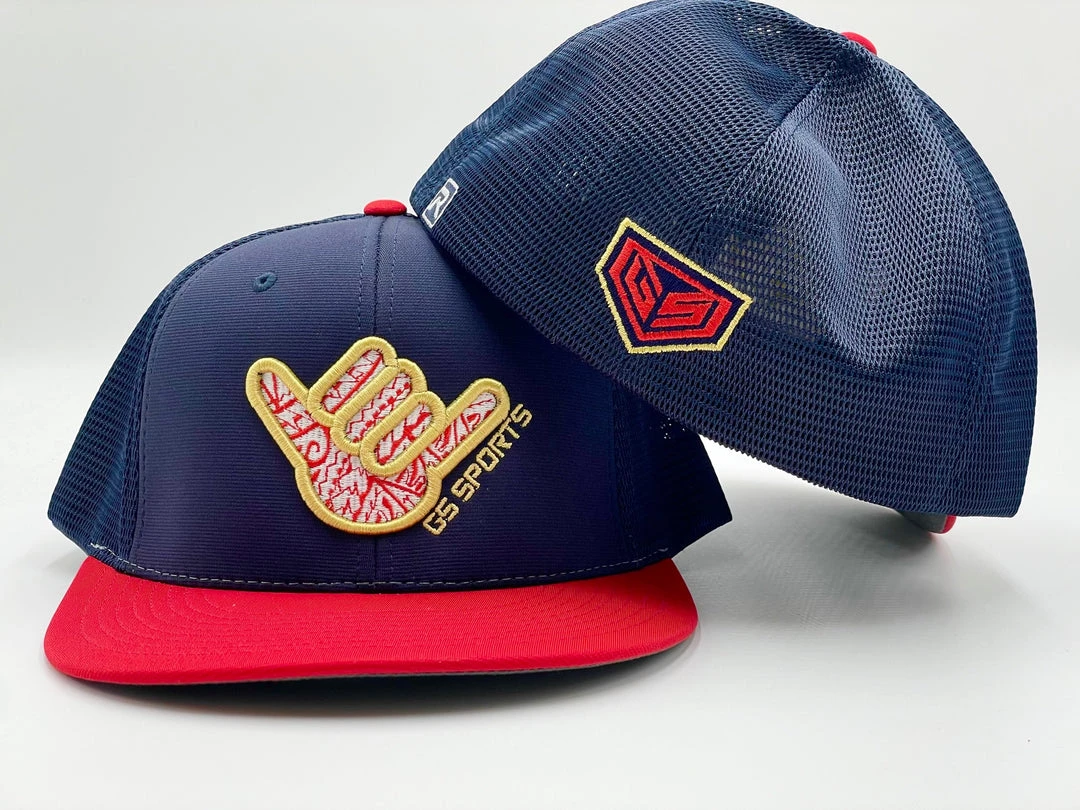 GS Sports Shaka Tribal PTS20M Hat - Navy/Red With Gold HEADWEAR 1 GS Sports Shaka Tribal PTS20M Hat - Navy/Red With Gold HEADWEAR