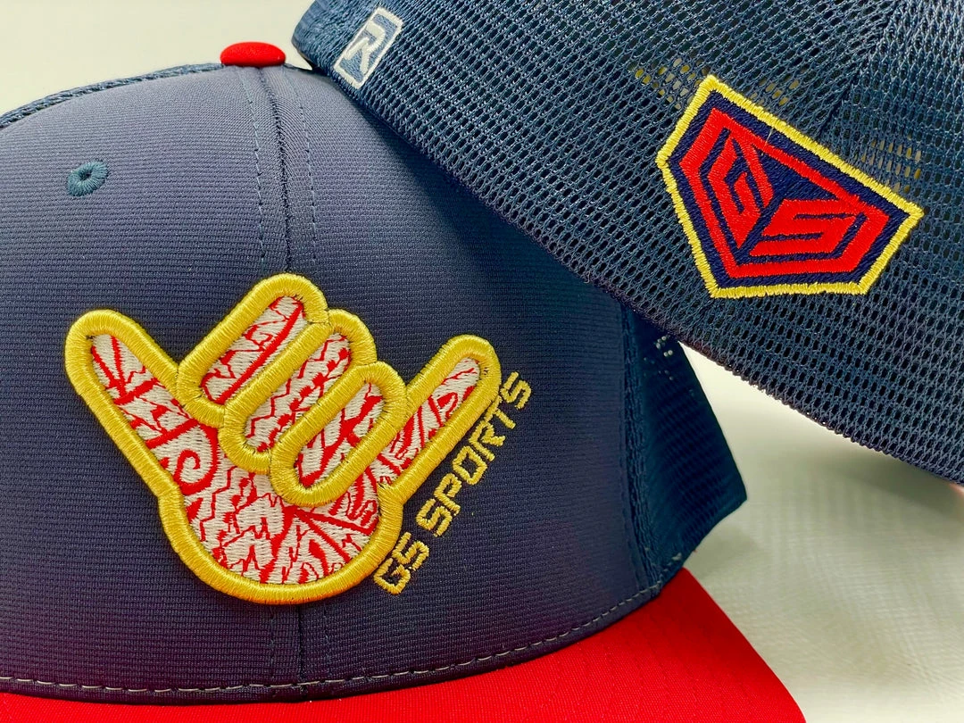 GS Sports Shaka Tribal PTS20M Hat - Navy/Red With Gold HEADWEAR 2 GS Sports Shaka Tribal PTS20M Hat - Navy/Red With Gold HEADWEAR