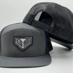 HEADWEAR GS Sports Crest 7 Panel Snapback Hat - Charcoal / Black
