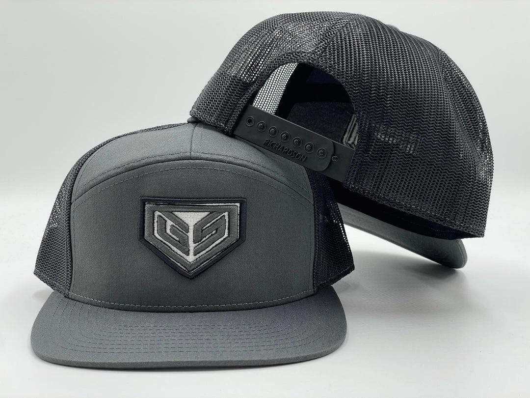 HEADWEAR GS Sports Crest 7 Panel Snapback Hat - Charcoal / Black 1 HEADWEAR GS Sports Crest 7 Panel Snapback Hat - Charcoal / Black
