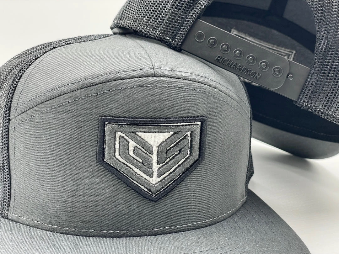 HEADWEAR GS Sports Crest 7 Panel Snapback Hat - Charcoal / Black 2 HEADWEAR GS Sports Crest 7 Panel Snapback Hat - Charcoal / Black