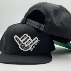 HEADWEAR GS Sports Tribal Shaka Flatbill Snapback Hat - Black With White Logo