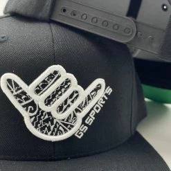 HEADWEAR GS Sports Tribal Shaka Flatbill Snapback Hat - Black With White Logo