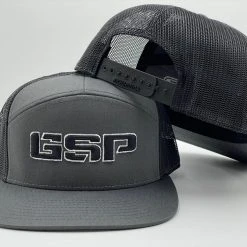 GS Sports HEADWEAR GSP 7 Panel Snapback Hat - Charcoal / Black