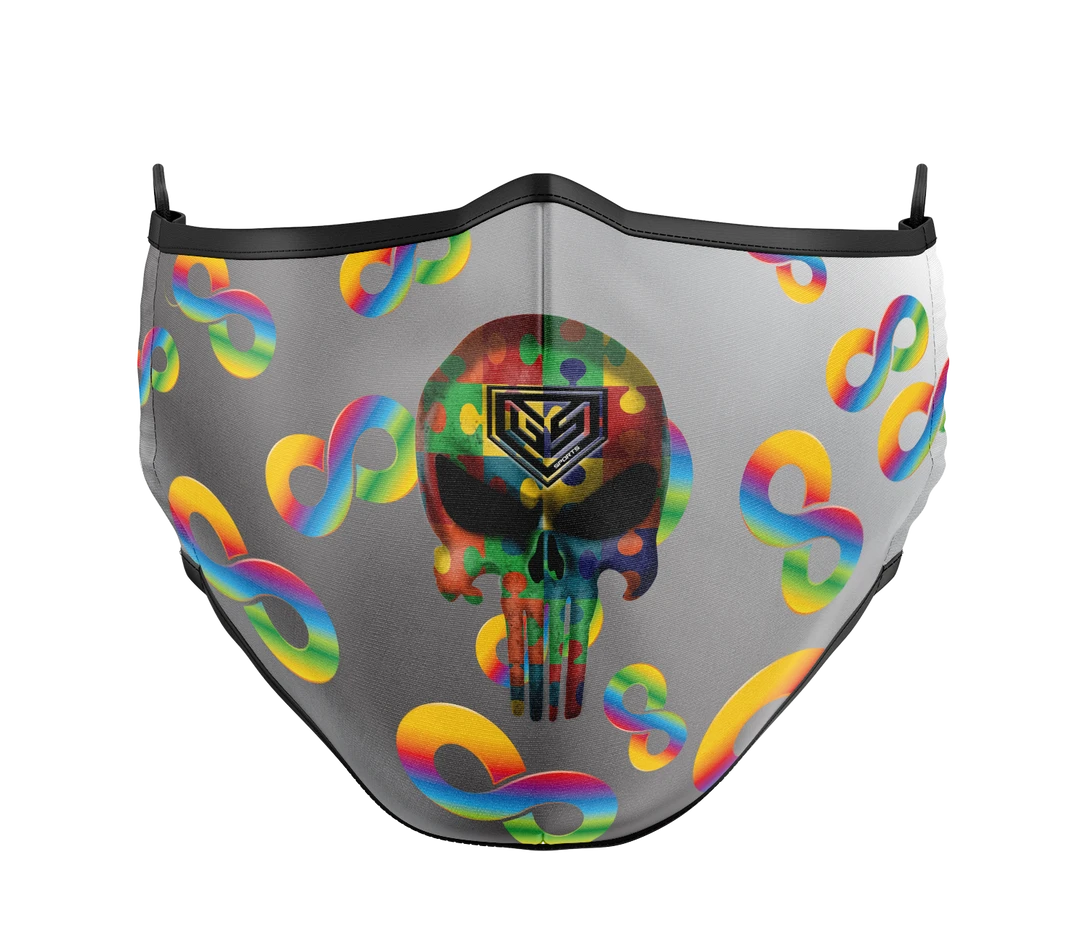 GS Sports MASKS GSP Dual Layer With Filter Pocket Mask (Overhead Dual Straps) - Infinity Punisher Autism 1 GS Sports MASKS GSP Dual Layer With Filter Pocket Mask (Overhead Dual Straps) - Infinity Punisher Autism