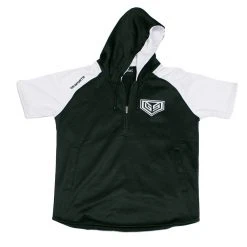 GS Sports Short Sleeve Quarter Zip Fleece Hoodie - Black / White