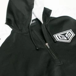 GS Sports Short Sleeve Quarter Zip Fleece Hoodie - Black / White