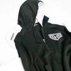 GS Sports Short Sleeve Quarter Zip Fleece Hoodie - Black / White