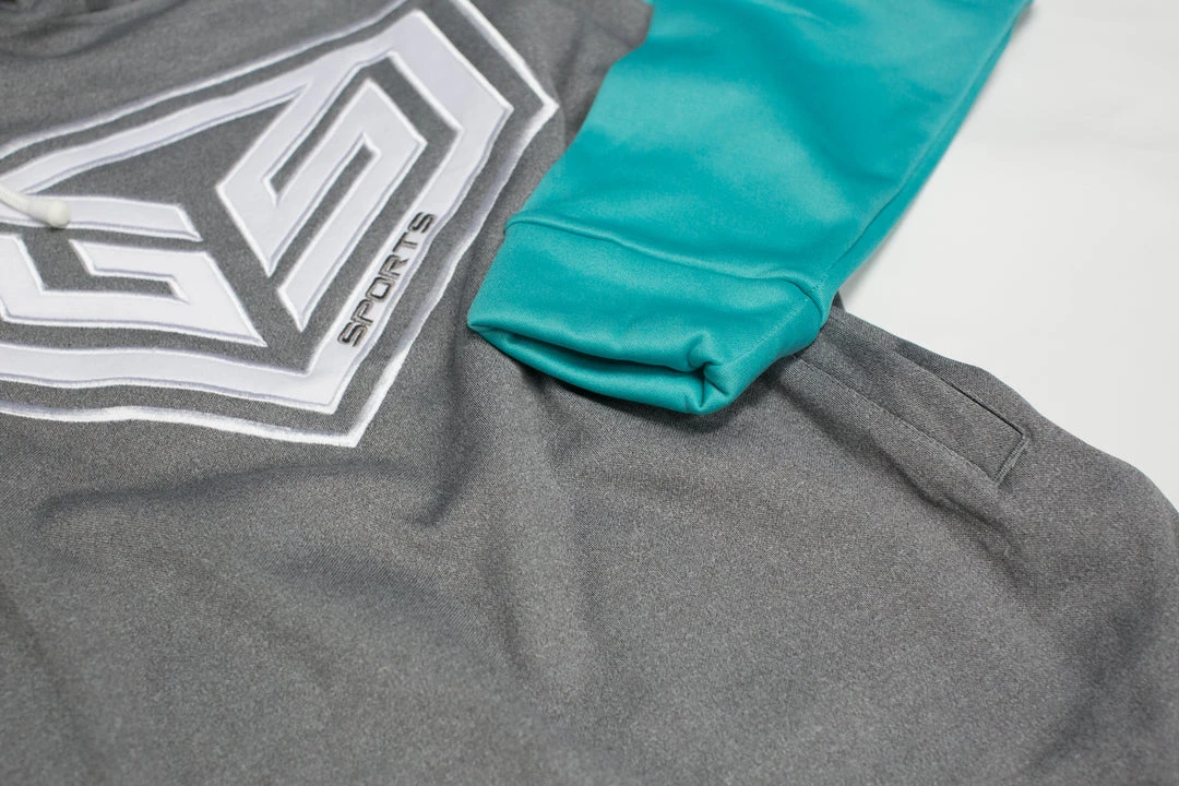 APPAREL GS Sports Pro Series Tackle Twill Fleece Hoodie - Heather / Teal 3 APPAREL GS Sports Pro Series Tackle Twill Fleece Hoodie - Heather / Teal