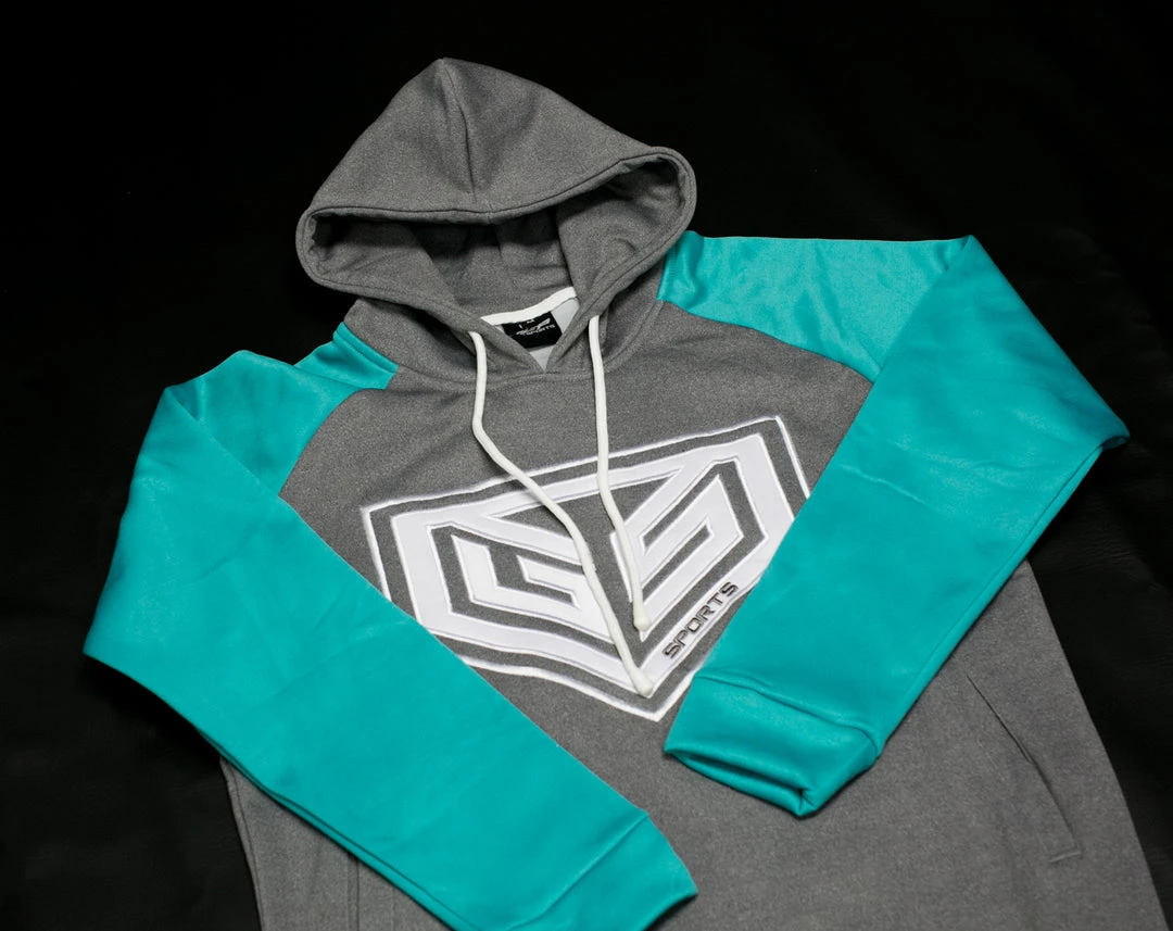 APPAREL GS Sports Pro Series Tackle Twill Fleece Hoodie - Heather / Teal 5 APPAREL GS Sports Pro Series Tackle Twill Fleece Hoodie - Heather / Teal