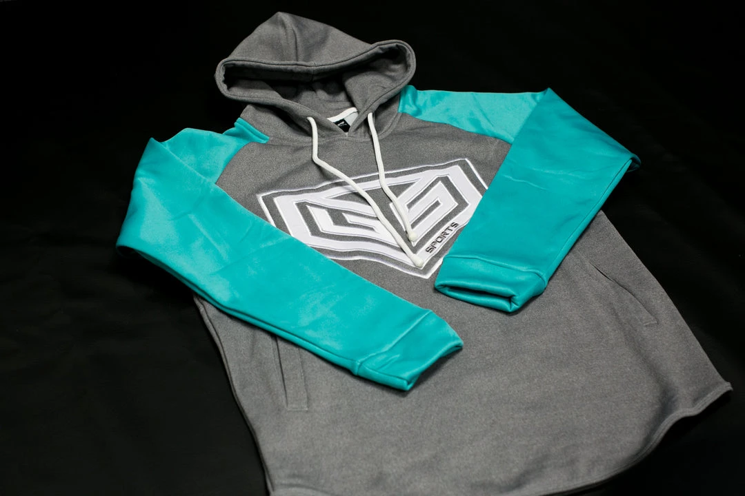 APPAREL GS Sports Pro Series Tackle Twill Fleece Hoodie - Heather / Teal 6 APPAREL GS Sports Pro Series Tackle Twill Fleece Hoodie - Heather / Teal